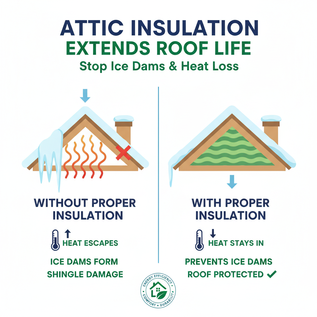 Infographic: Attic Insulation Extends Roof Life: Stop Ice Dams & Heat