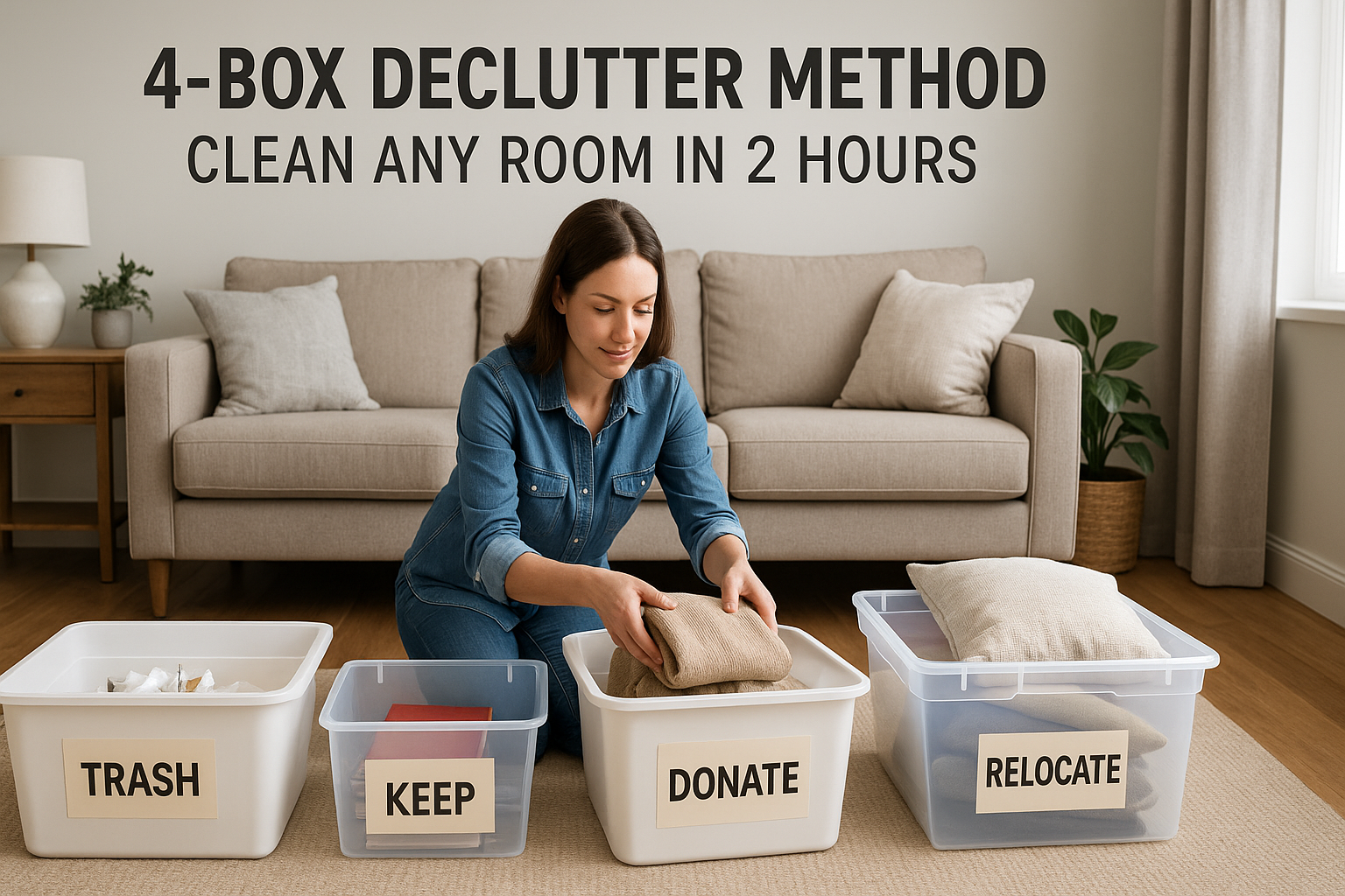 4-Box Declutter Method: Clean Any Room in 2 Hours
