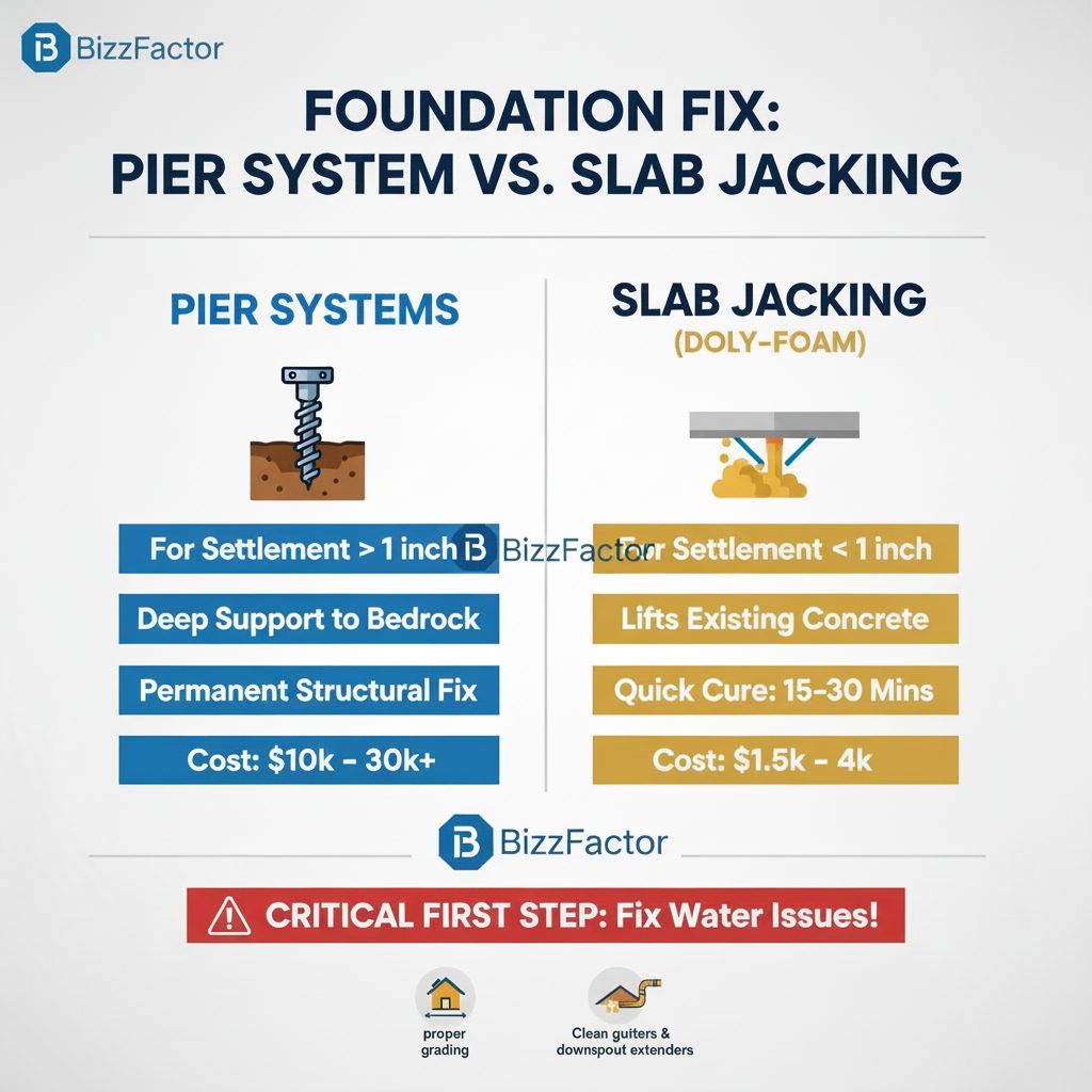 Infographic: Pier Systems vs Slab Jacking: Which Foundation Repair?