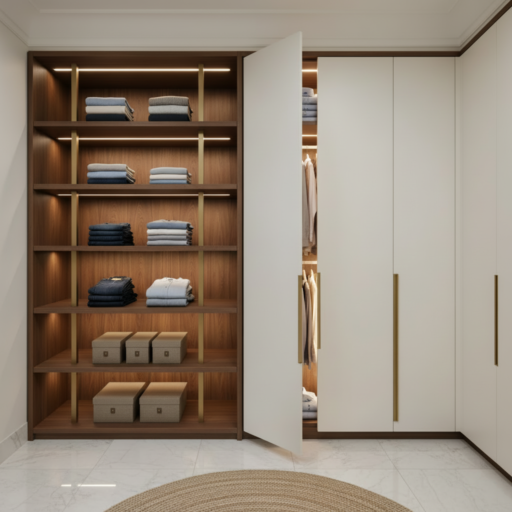 Illustration for Should You Choose Open Shelving or Enclosed Storage for Your Walk-In Closet? (It's a Personal Choice!) in Walk-In Closet Design Guide: Expert Tips & Custom Planning