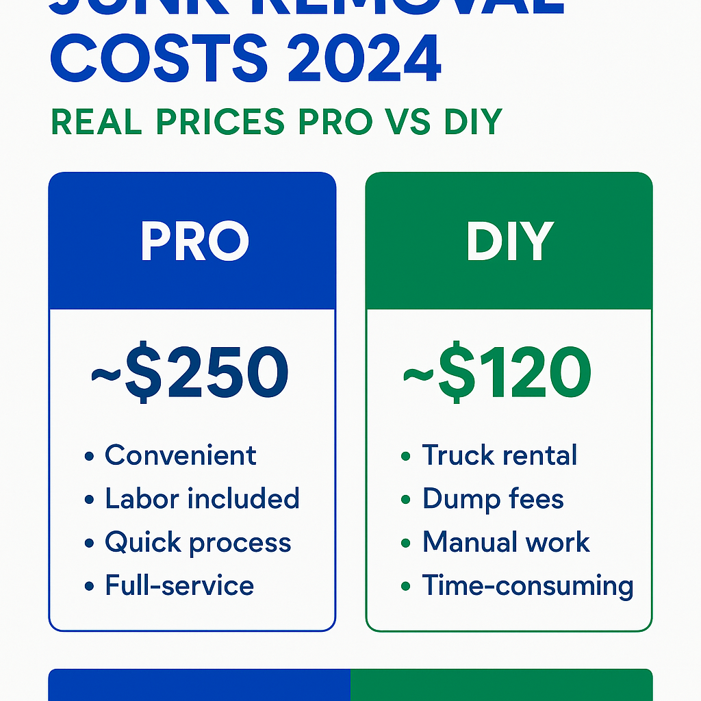 Infographic: Junk Removal Costs 2024: Real Prices Pro vs DIY