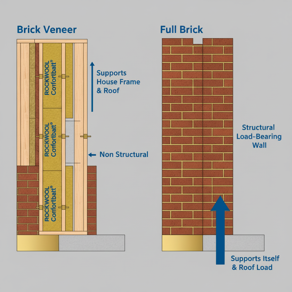 Illustration for What's the Real Difference Between These Systems? in Brick Veneer vs Full Brick: Which Builds Better?