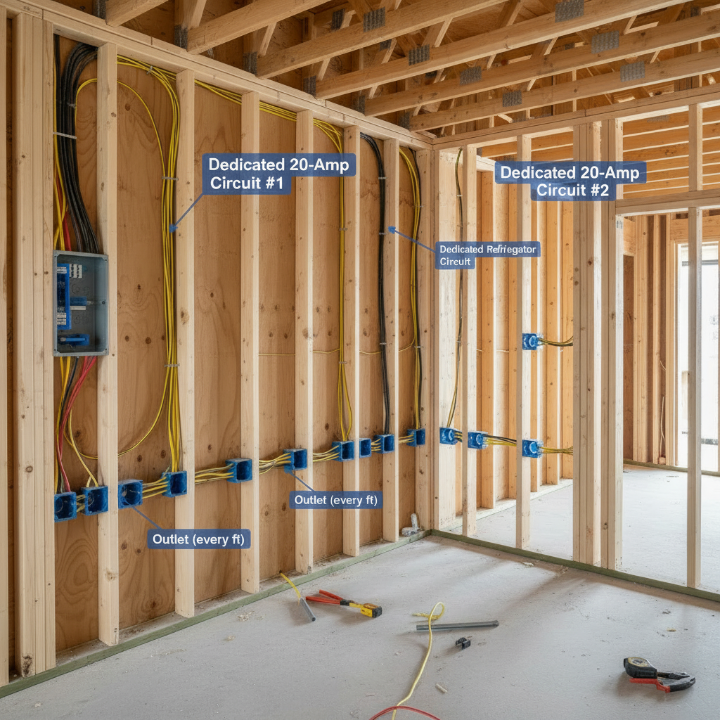 Illustration for Kitchen & Living Area Power Distribution in New Home Electrical Planning Guide (Save $3,500 Fast)