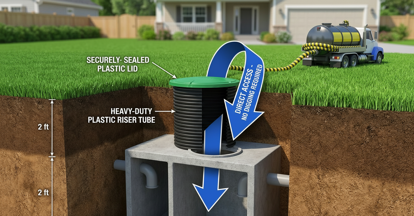 Illustration for What Are Septic Risers and How Do They Deliver Substantial Savings? in Septic Risers Cut $300+ Per Visit - Pro Install Guide