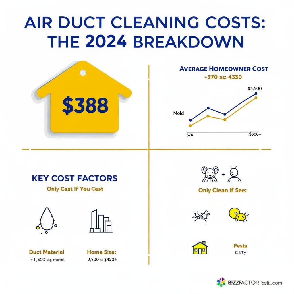 Infographic: Air Duct Cleaning Costs 2024: Real Prices $270-$500