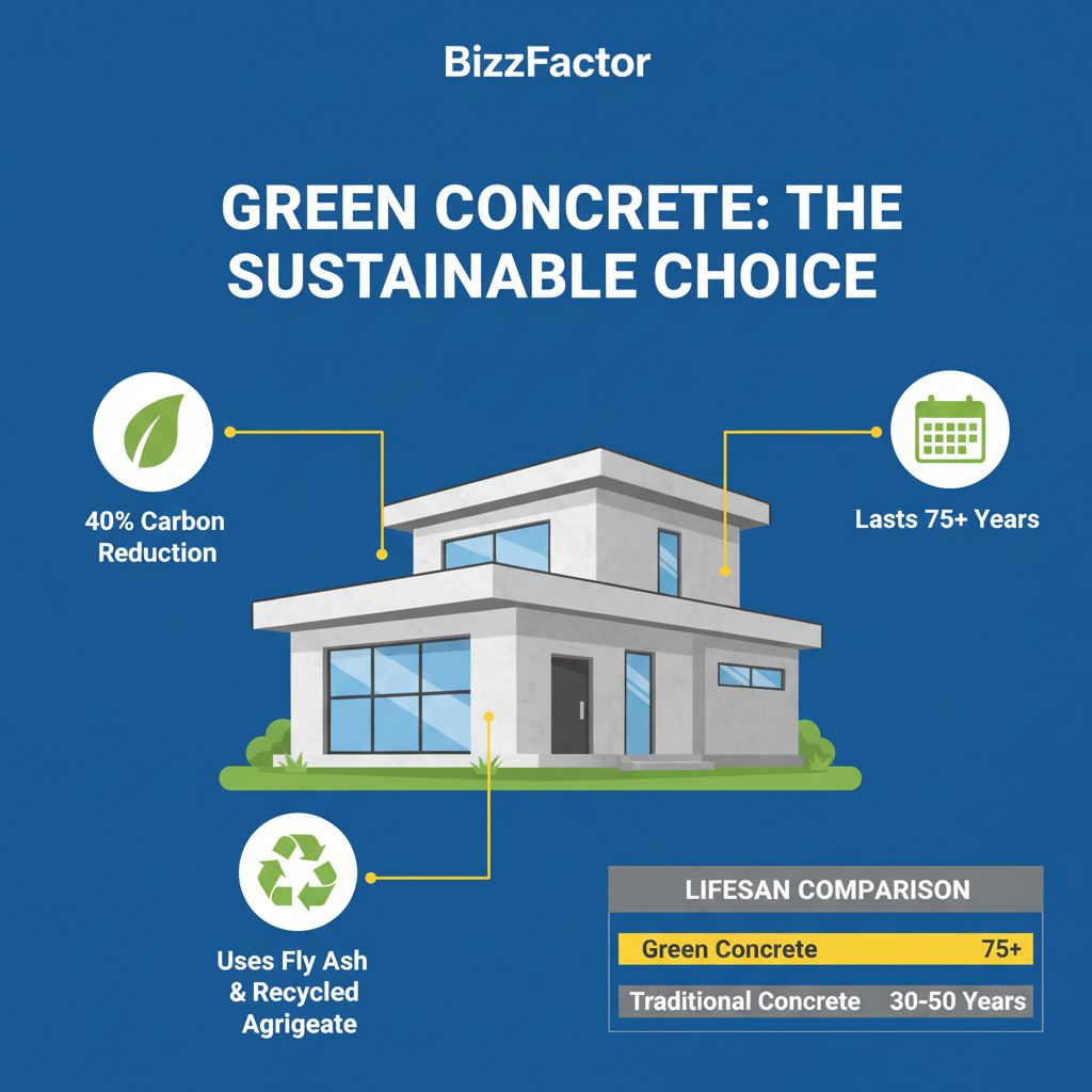Infographic: Green Concrete for Homes: Cut Carbon 40% & Last 75 Years