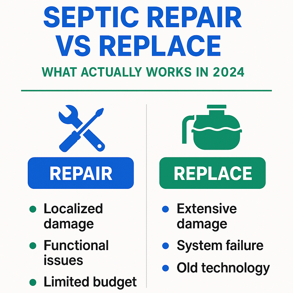 Infographic: Septic Repair vs Replace: What Actually Works in 2024