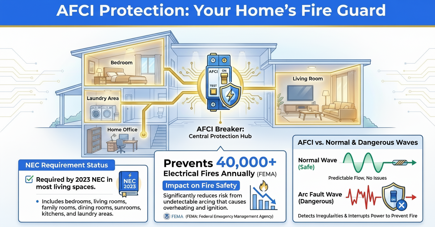 Infographic: AFCI Breaker Rules: 2024 NEC Compliance Guide