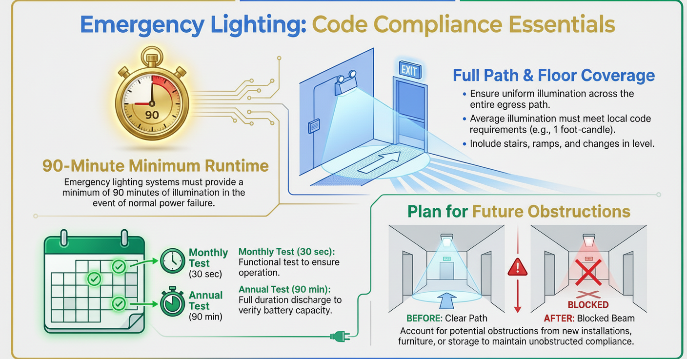 Infographic: Emergency Lighting: 30-Year Pro's Code-Compliant Guide