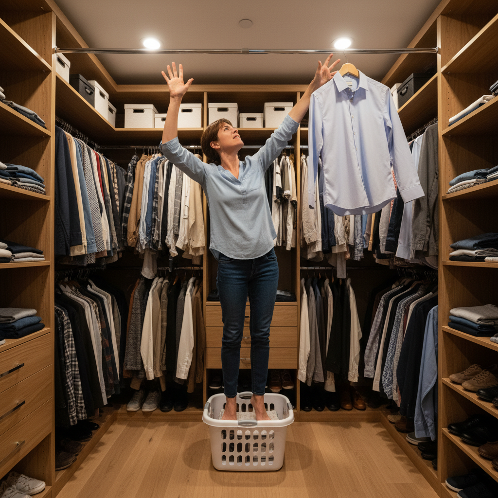 Illustration for Are Your Hanging Rods Too High to Reach? (Wardrobe Accessibility) in Wardrobe Installation Problems? 7 Fixes That Work