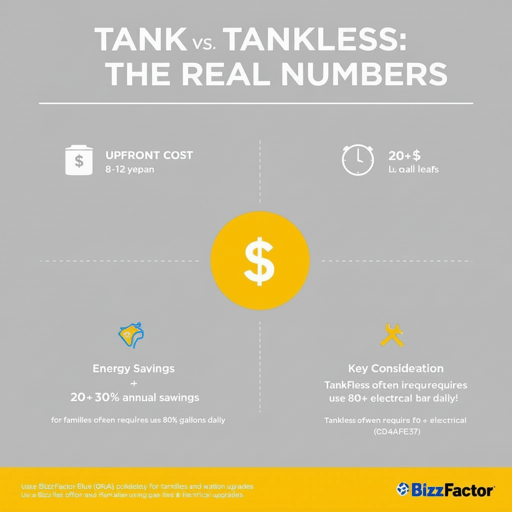 Infographic: Tankless vs Tank Water Heaters: Real Costs & Performance
