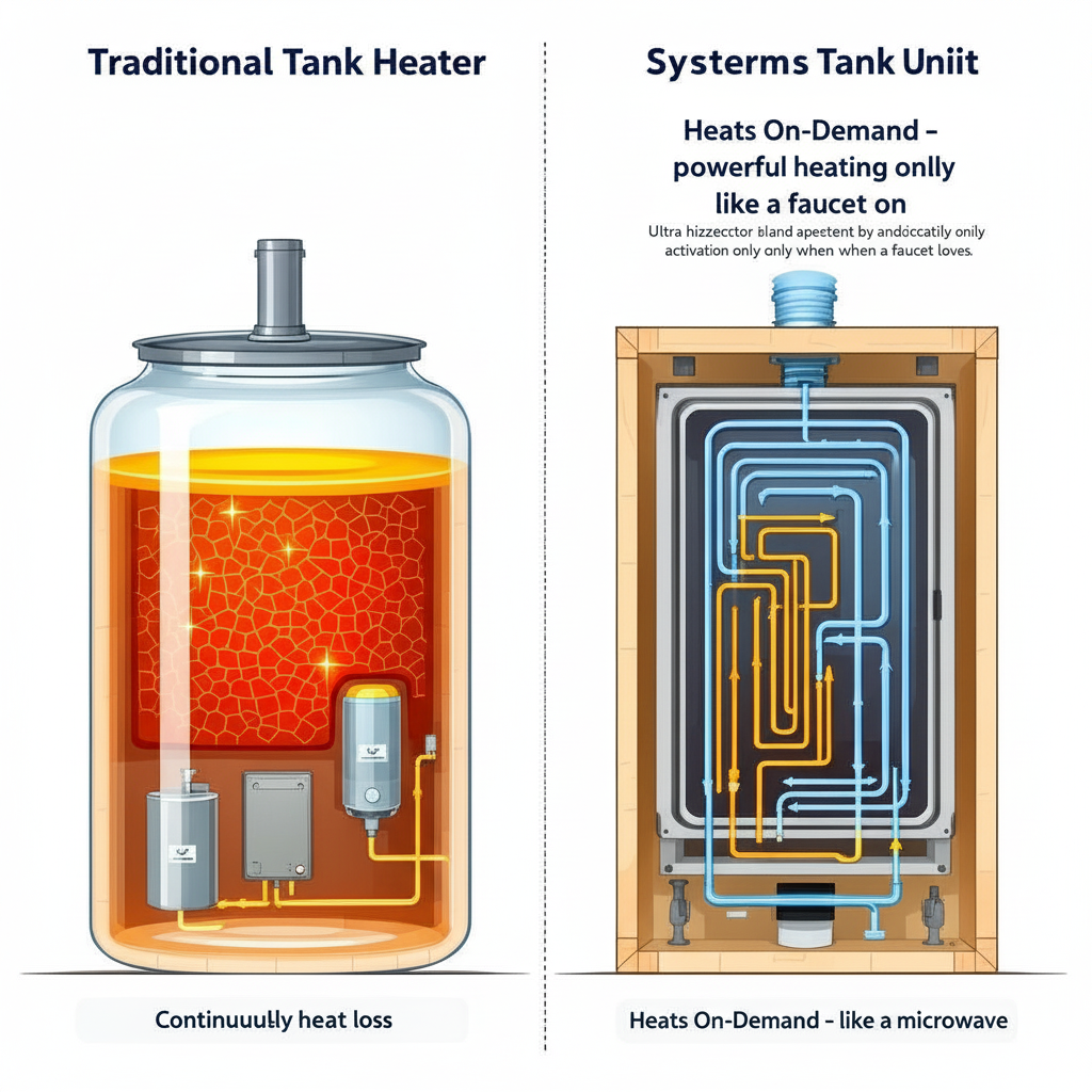 Illustration for How Do Tankless and Traditional Water Heaters Operate? A Deep Dive in Tankless vs Tank Water Heaters: Real Costs & Performance