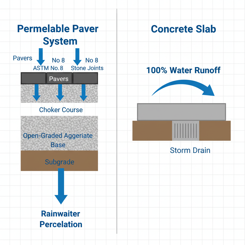 Illustration for Do Permeable Pavers Actually Drain Better Than Concrete? in Permeable Pavers vs Concrete: Which Drains Better?