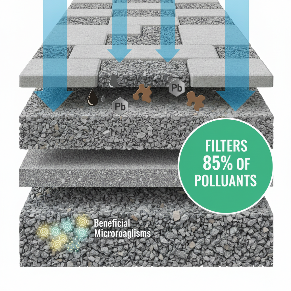 Illustration for What Environmental Benefits Do Permeable Pavers Provide? in Permeable Pavers vs Concrete: Which Drains Better?