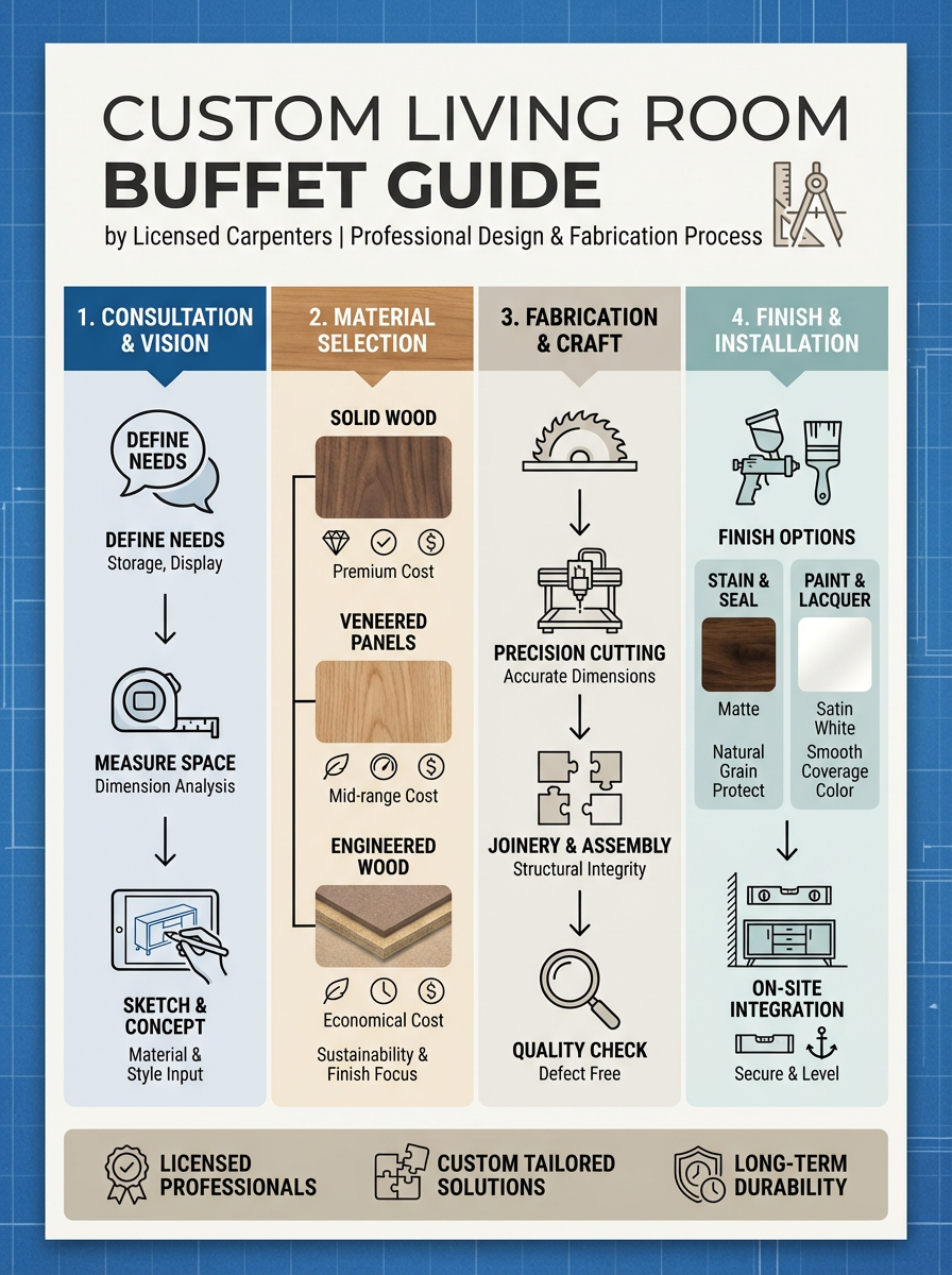 Infographic: Custom Living Room Buffet Guide by Licensed Carpenters