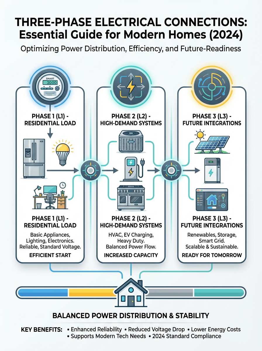 Infographic: Three-Phase Electrical Connections: Essential Guide for Modern Homes (2024)
