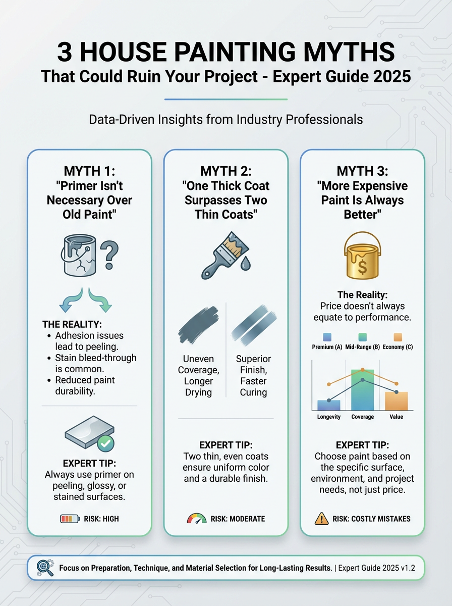 Infographic: 3 House Painting Myths That Could Ruin Your Project - Expert Guide 2025