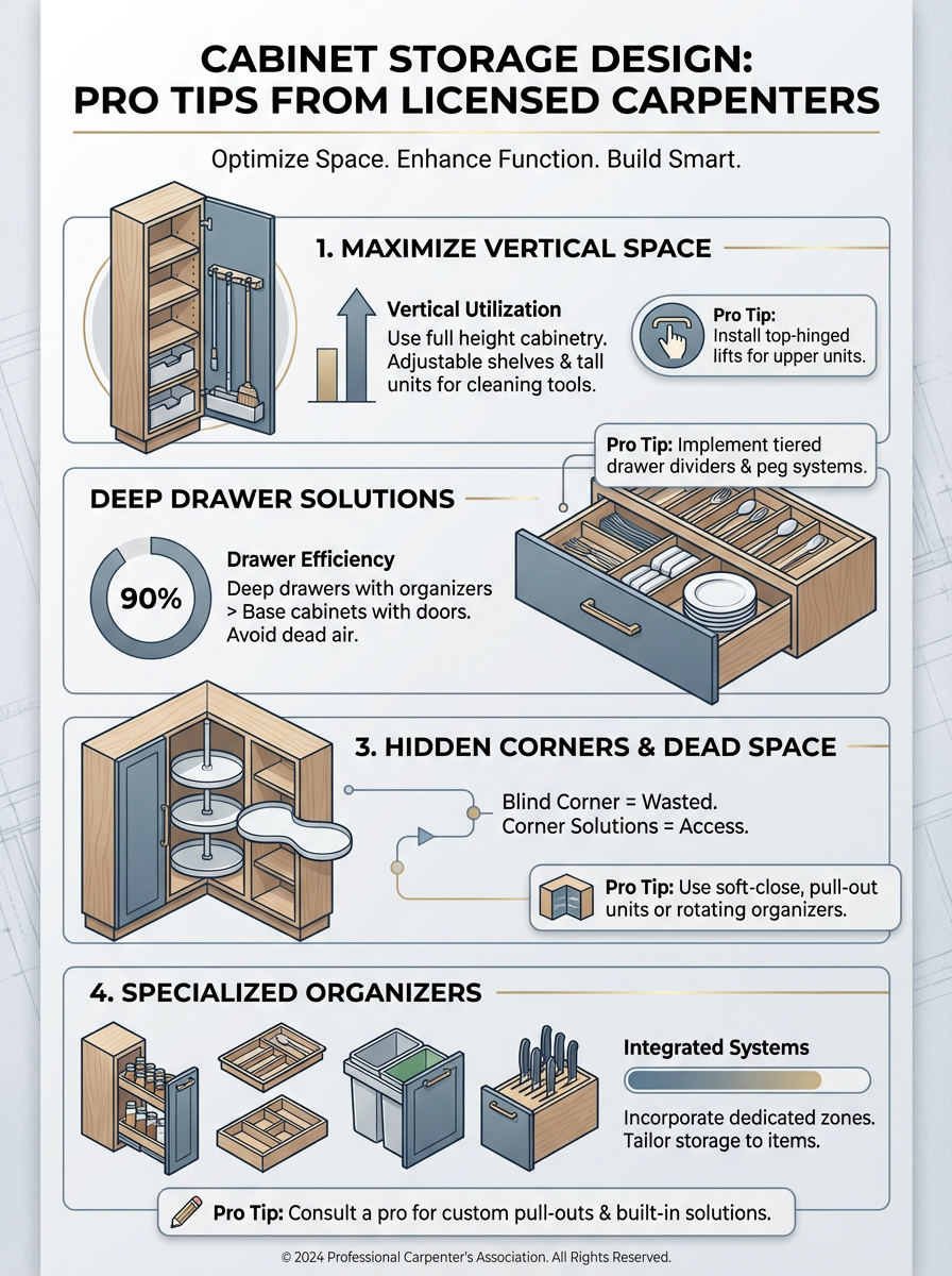 Infographic: Cabinet Storage Design: Pro Tips from Licensed Carpenters