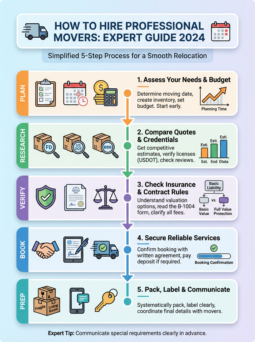 Infographic: How to Hire Professional Movers: Expert Guide 2024