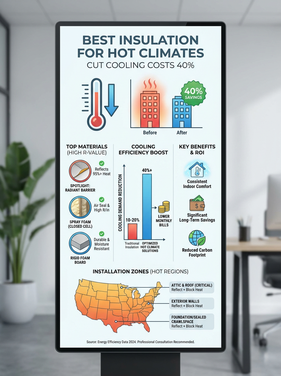 Infographic: Best Insulation for Hot Climates: Cut Cooling Costs 40%