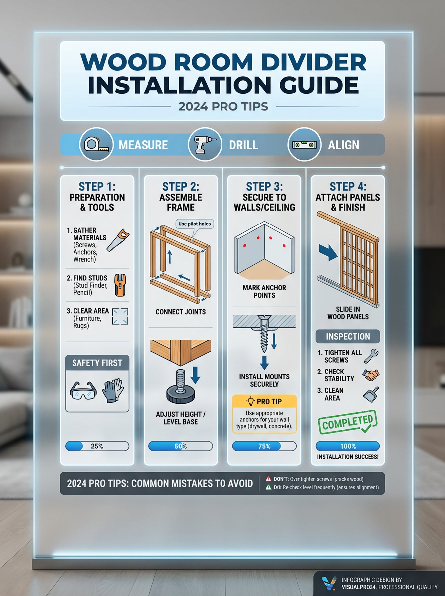 Infographic: Wood Room Divider Installation Guide (2024 Pro Tips)