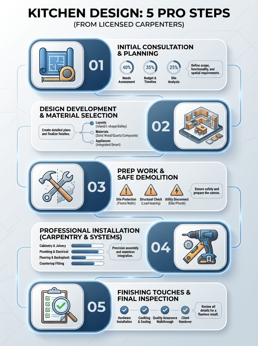 Infographic: Kitchen Design: 5 Pro Steps (From Licensed Carpenters)