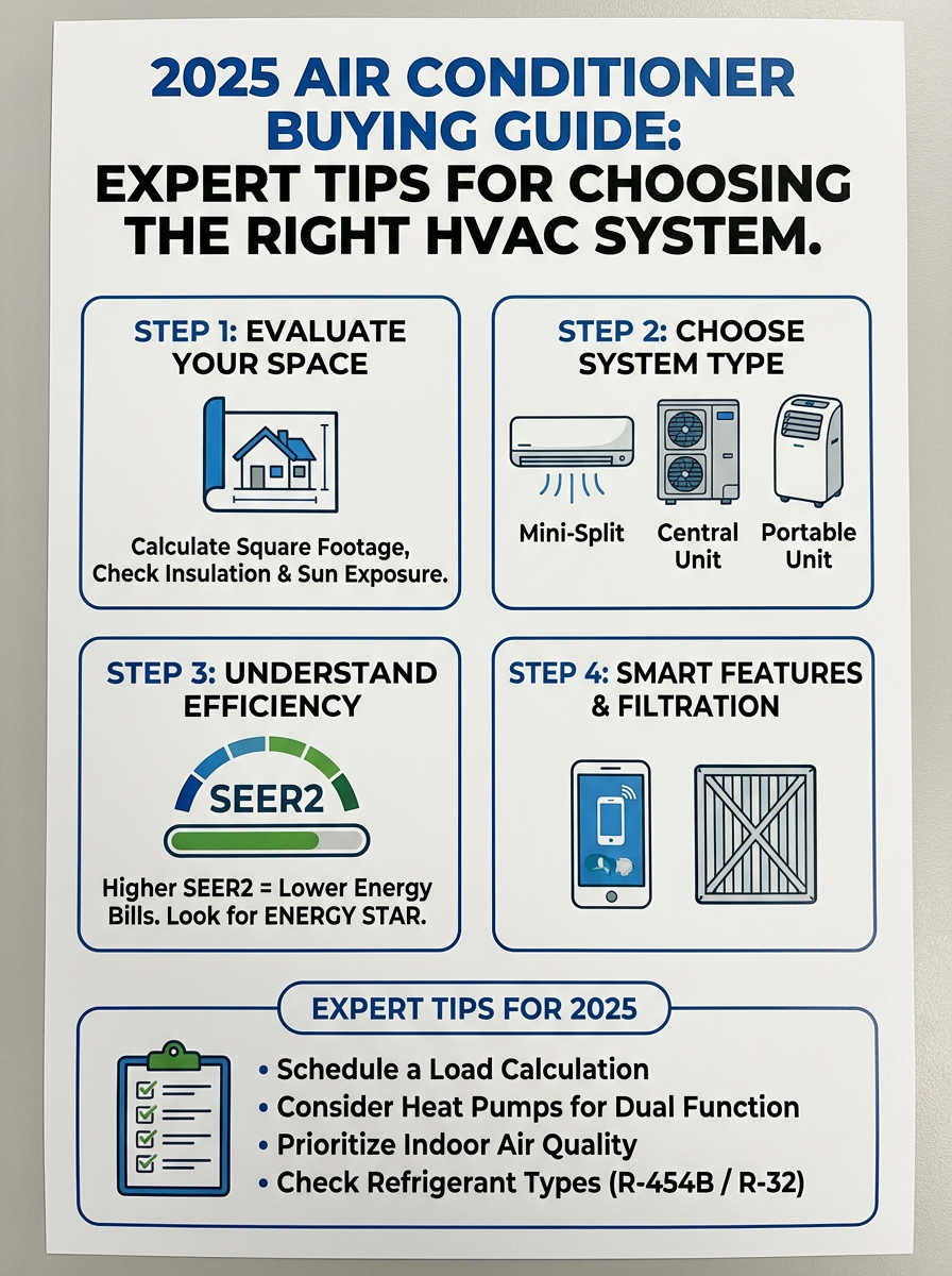 Infographic: Air Conditioner Buying Guide: Expert Tips for Choosing the Right HVAC System in 2025