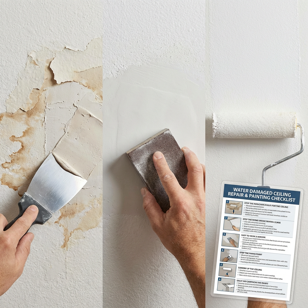 Detail view: Water Damaged Ceiling Repair & Painting Guide