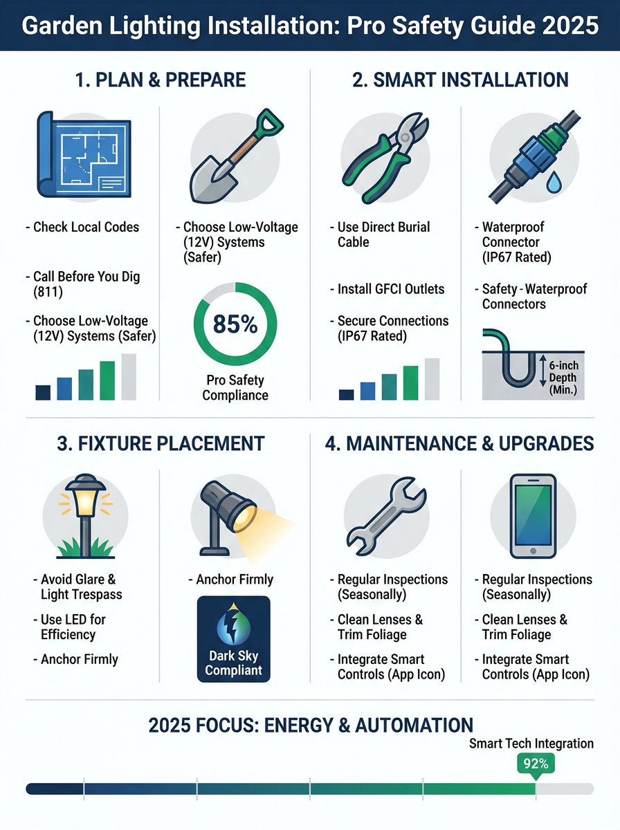 Infographic: Garden Lighting Installation: Pro Safety Guide 2025