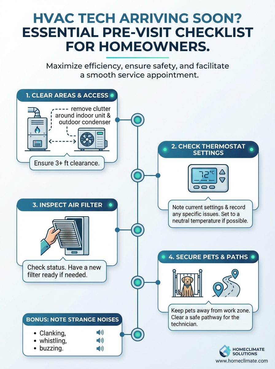 Infographic: HVAC Tech Arriving Soon? Essential Pre-Visit Checklist for Homeowners