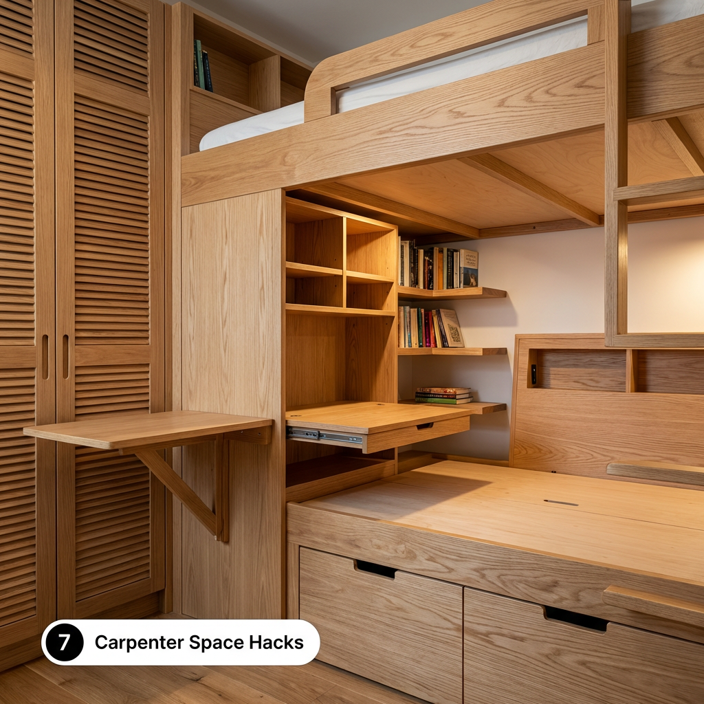 Detail view: 7 Carpenter Space Hacks to Double Your Small Bedroom