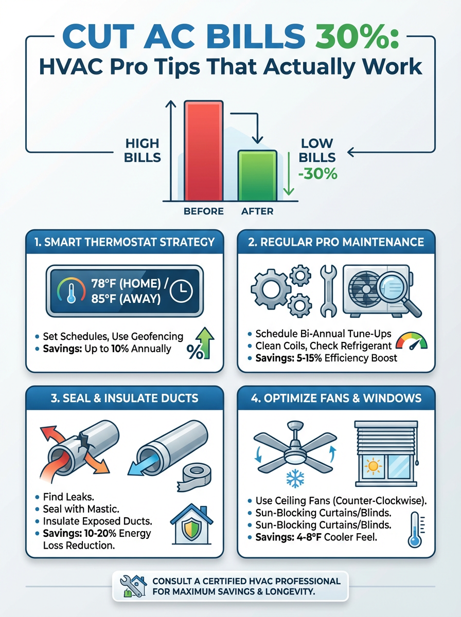 Infographic: Cut AC Bills 30%: HVAC Pro Tips That Actually Work