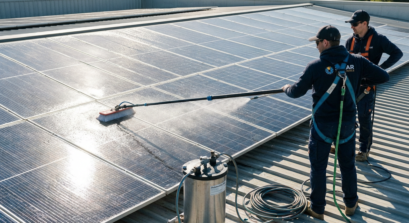 Best Solar Panel Cleaning Products and Methods Pros Use - Water-Fed Pole with Deionized Water and Soft-Bristle Brush - the top choice for solar professionals