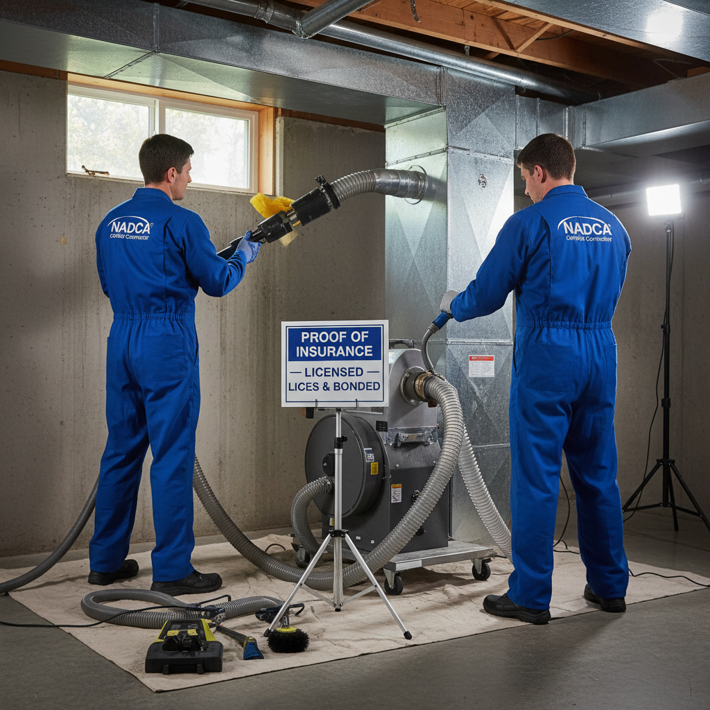 What Pros Look For in an Air Duct Cleaning Contractor's Insurance & Licensing - NADCA Certified Contractor with Proof of Insurance - the top choice for air-duct professionals