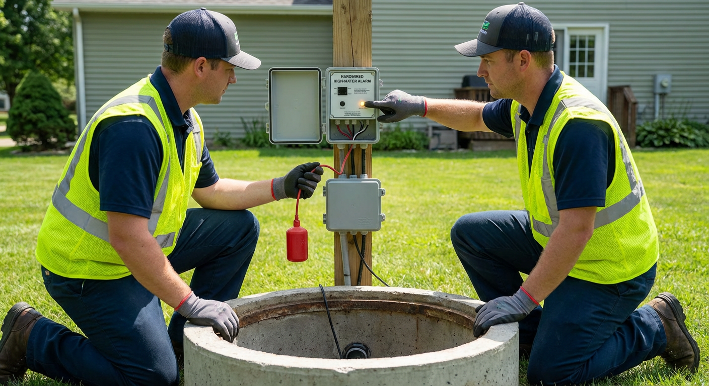 Best Septic Tank Alarm Systems: What Do Installers Recommend? - Hardwired High-Water Float Alarms - the top choice for septic professionals