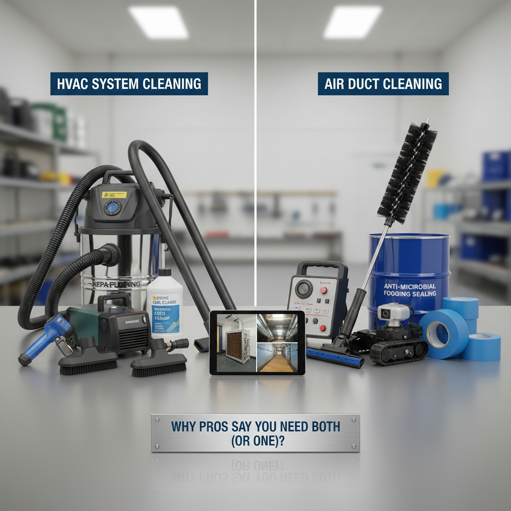 HVAC System Cleaning vs. Air Duct Cleaning: Why Pros Say You Need Both (or One)? - Professional equipment used for HVAC System Cleaning vs. Air Duct Cleaning: Why Pros Say You Need Both (or One)?