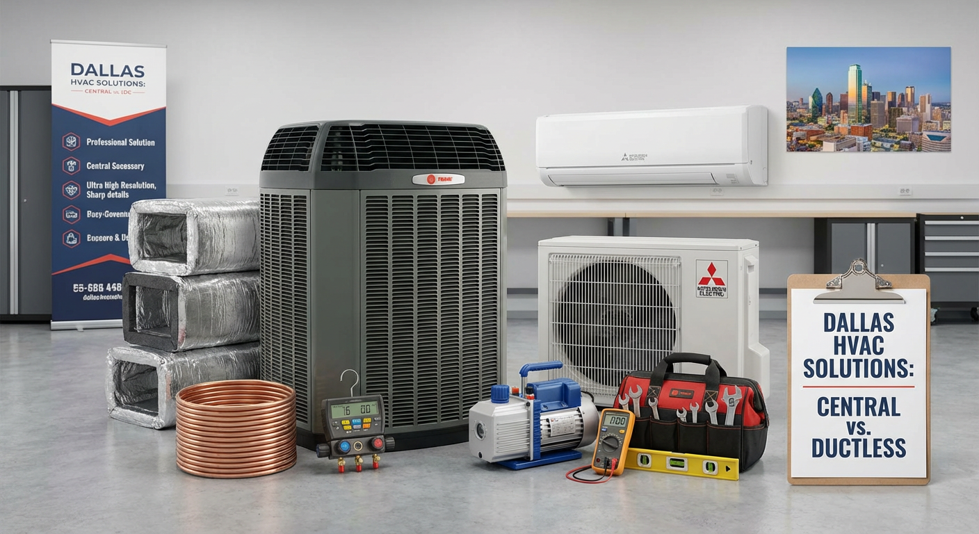 Choosing the Right HVAC System for Dallas Homes: Central Air vs. Ductless Mini-Splits - Professional equipment used for Choosing the Right HVAC System for Dallas Homes: Central Air vs. Ductless Mini-Splits
