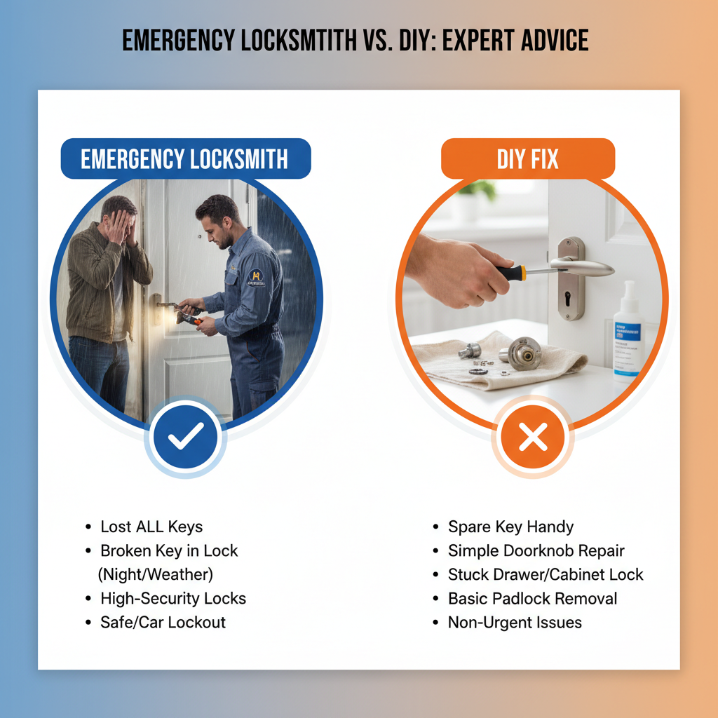 When to Call an Emergency Locksmith vs. DIY: Expert Advice - Comparing options for When to Call an Emergency Locksmith vs. DIY: Expert Advice