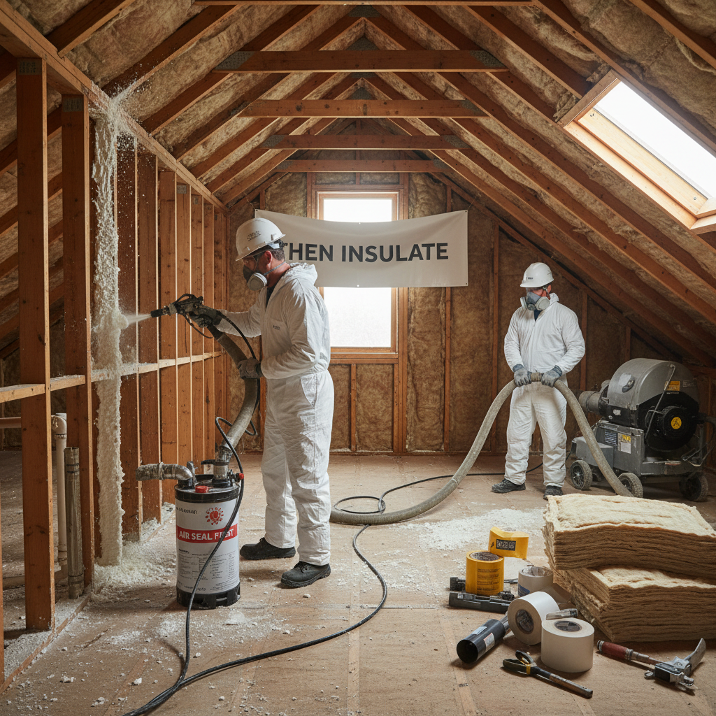 Air Sealing vs. Insulation: Which Comes First? Pros Explain - Air Seal First, Then Insulate - the top choice for insulation professionals
