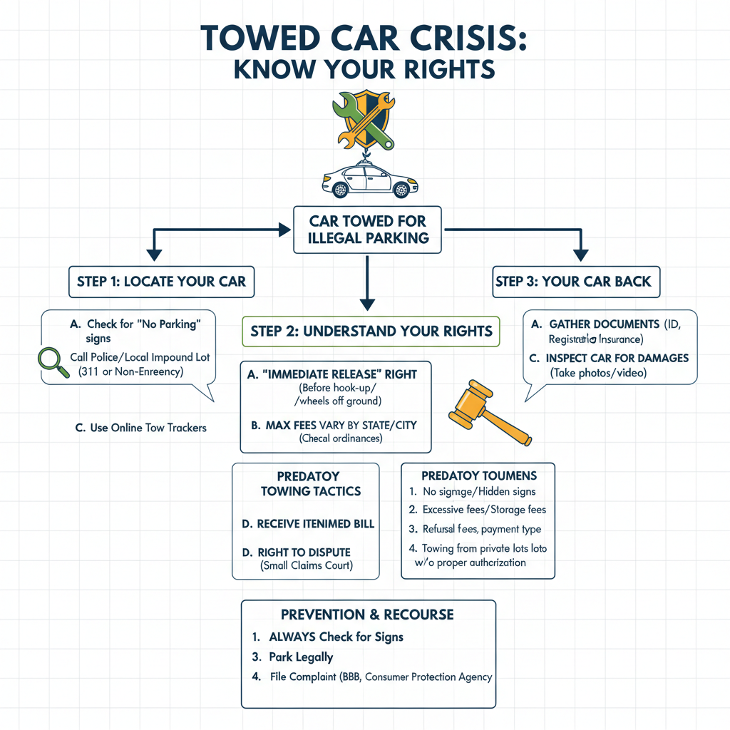 Car Towed Illegally? Your Rights, Recovery Steps & How to Fight Predatory Towing visual diagram