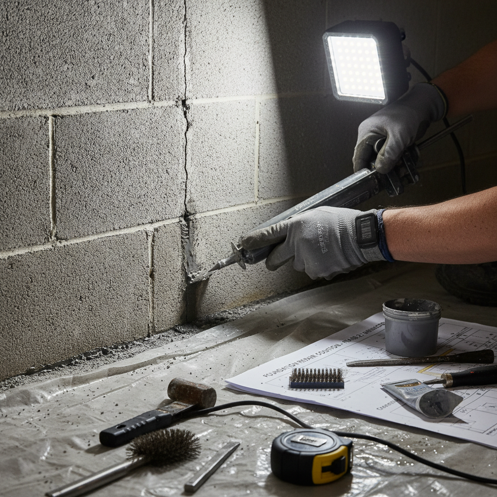 Foundation Water Damage (Troubleshooting & Fixes) professional repair detail
