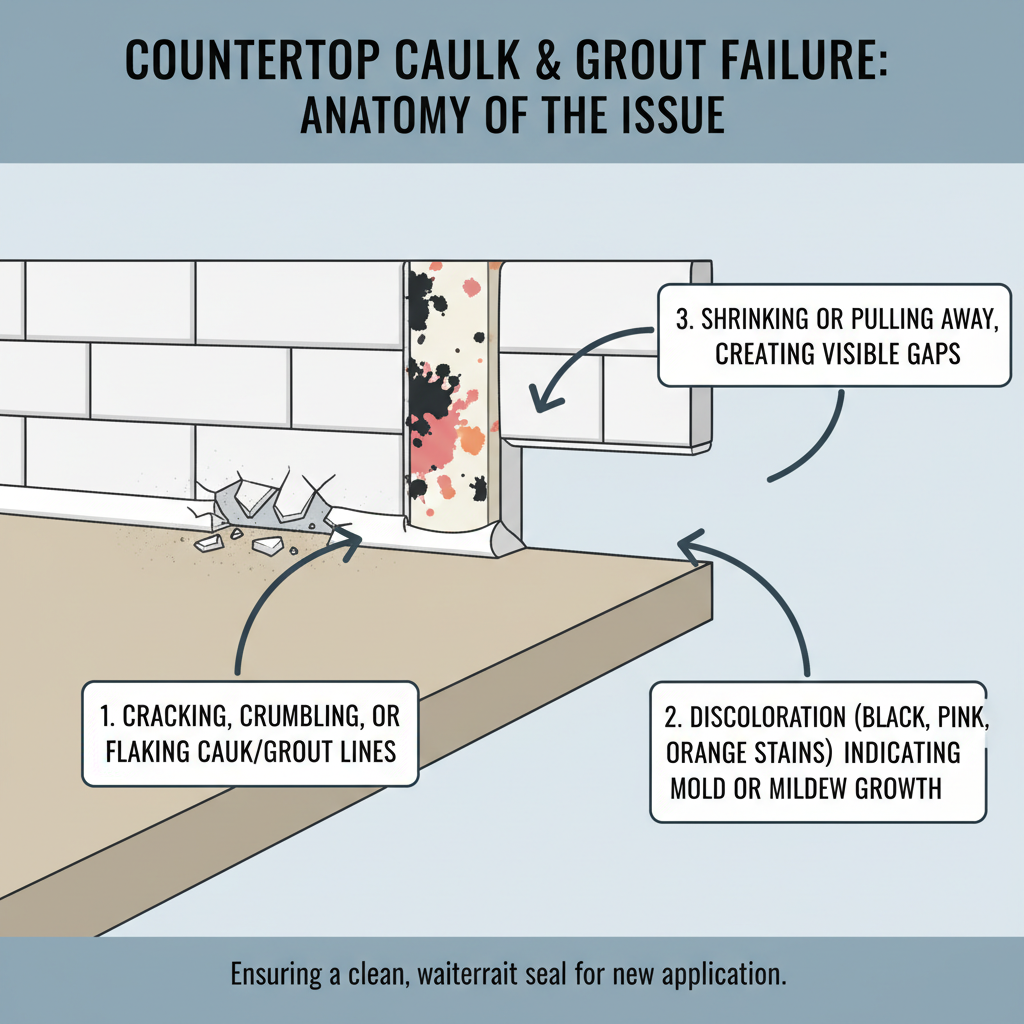 Ripping Out Old Countertop Caulk & Grout (Troubleshooting & Fixes) visual diagram