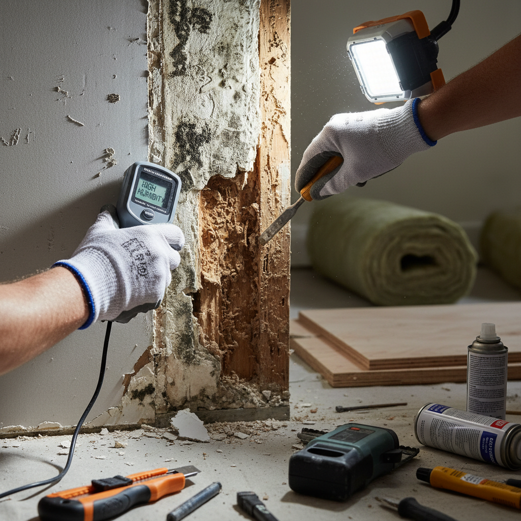 Termite Damage vs. Water Damage: How to Tell the Difference (Troubleshooting & Fixes) professional repair detail