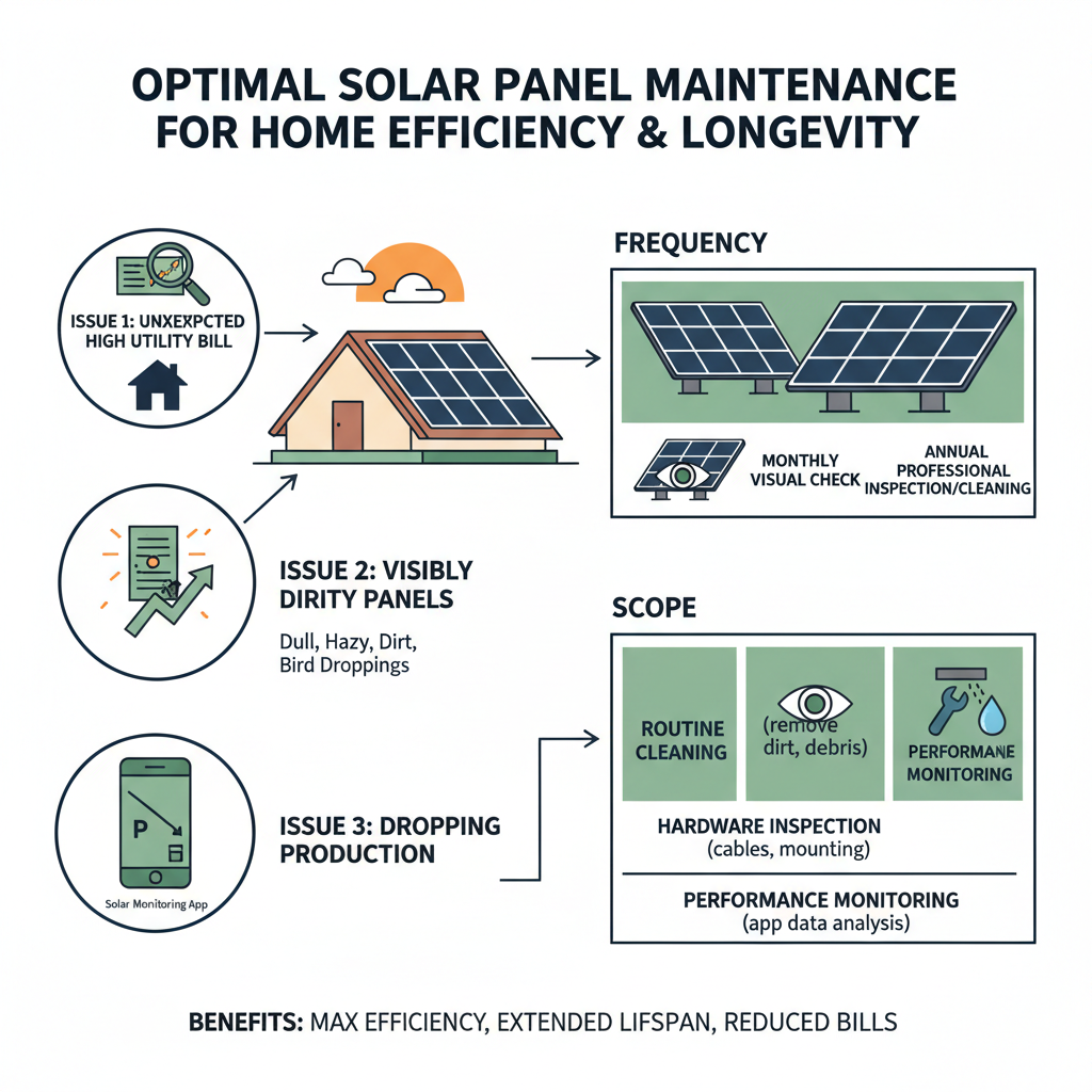 Optimal frequency and scope of solar panel maintenance for homeowners to ensure maximum efficiency and longevity. Troubleshooting & Fixes (2024 Guide) visual diagram