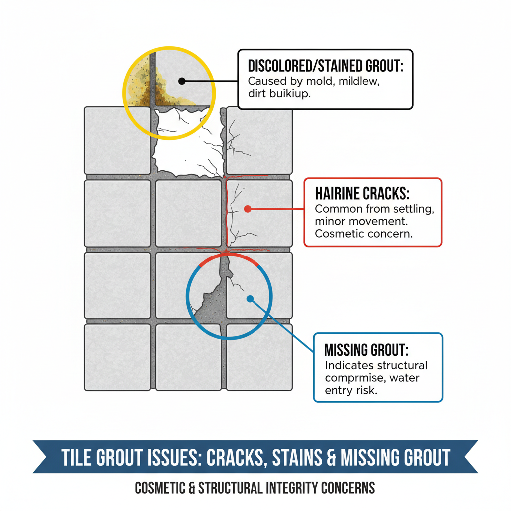 Repairing Minor Grout Issues: Cracks, Stains & Missing Chunks (Troubleshooting & Fixes) visual diagram