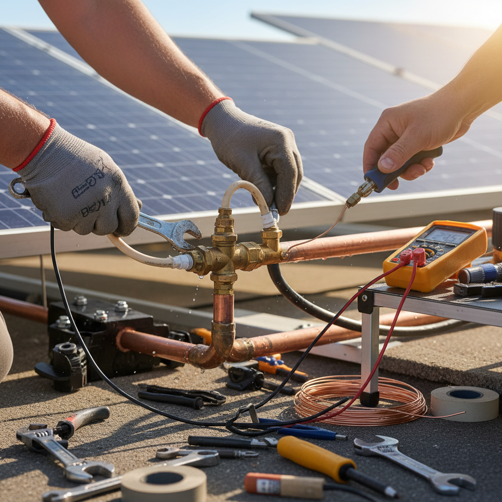 Solar hot water system not heating water adequately, resulting in lukewarm or cold water. Troubleshooting & Fixes professional repair detail