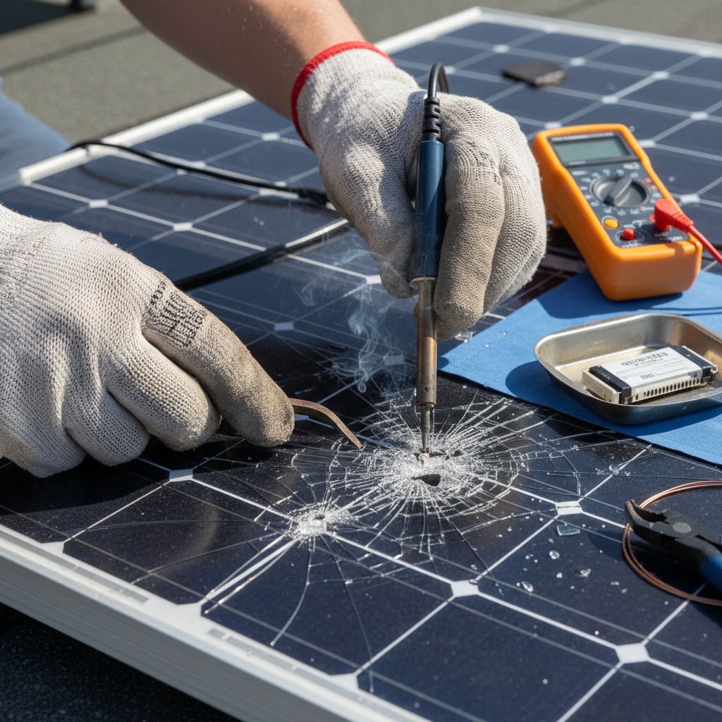 Solar Panel Damage from Hail or Storms (Troubleshooting & Fixes) professional repair detail