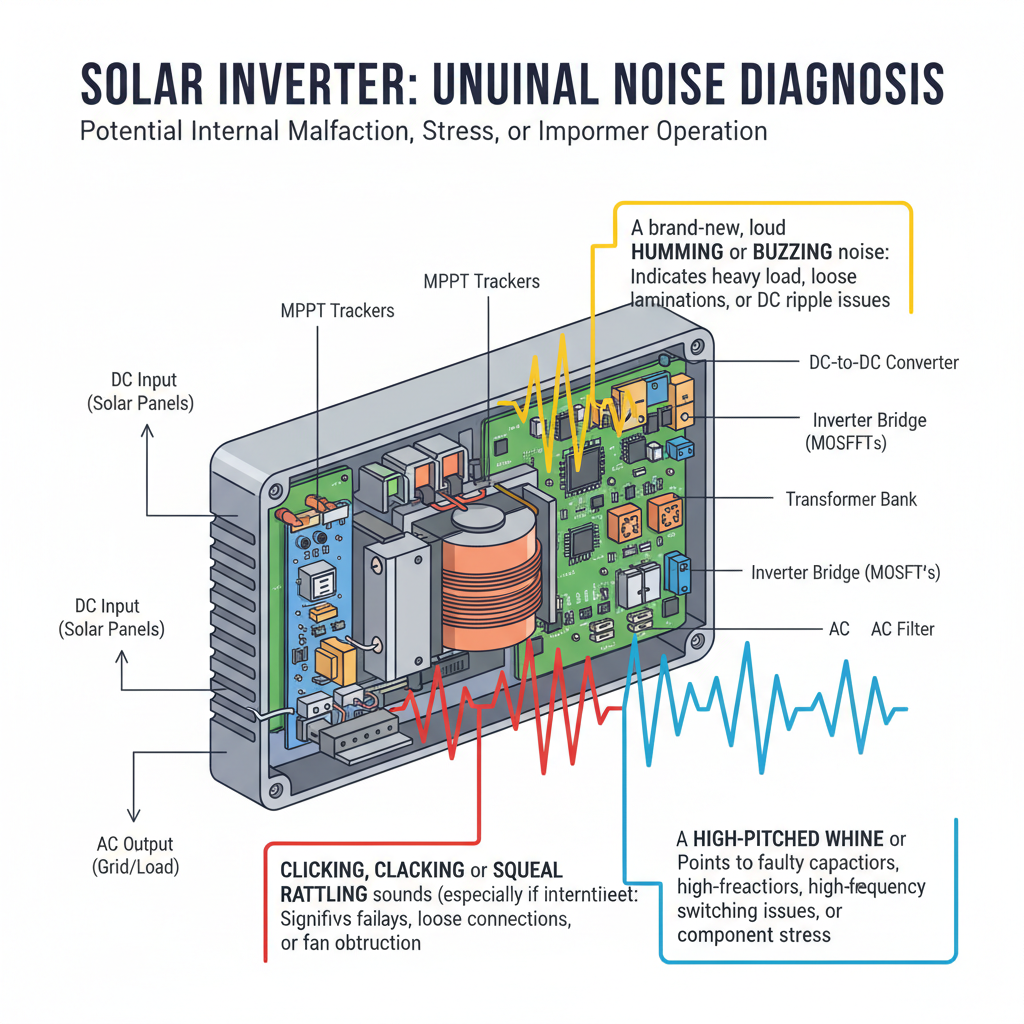 Solar Inverter Making Weird Noises? (Humming, Buzzing, Clicking & Whining Fixes) visual diagram