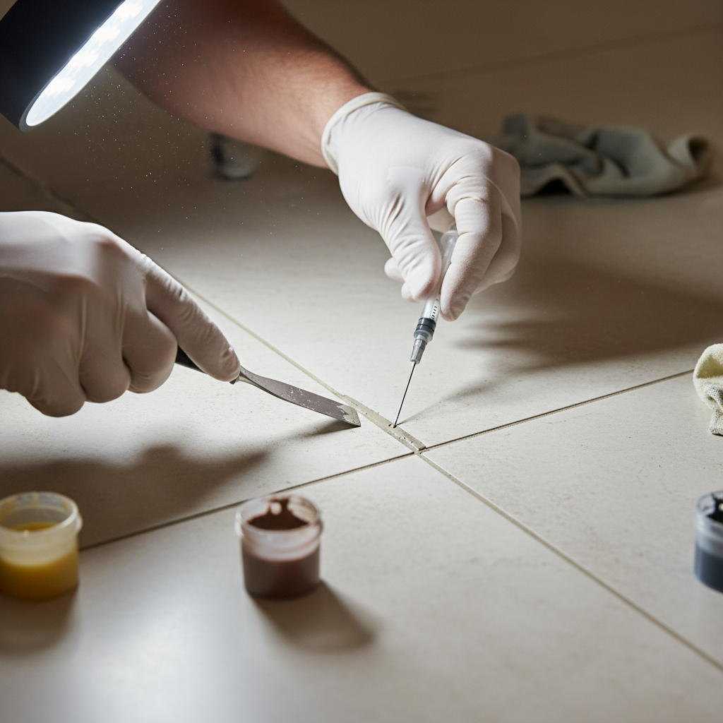 Cracked Floor Tile (Troubleshooting & Fixes) professional repair detail