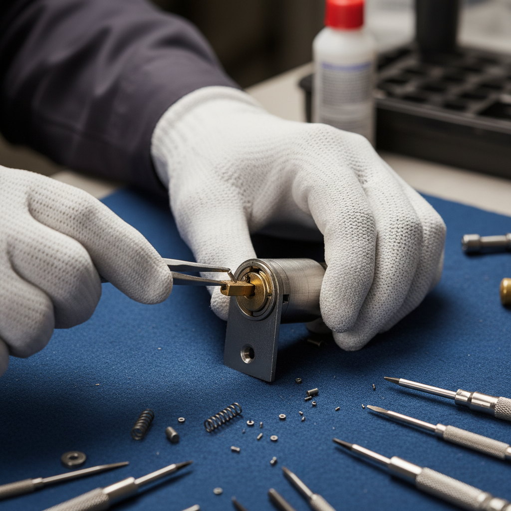 Key broke off inside a door lock cylinder, preventing lock operation or key extraction. Troubleshooting & Fixes professional repair detail